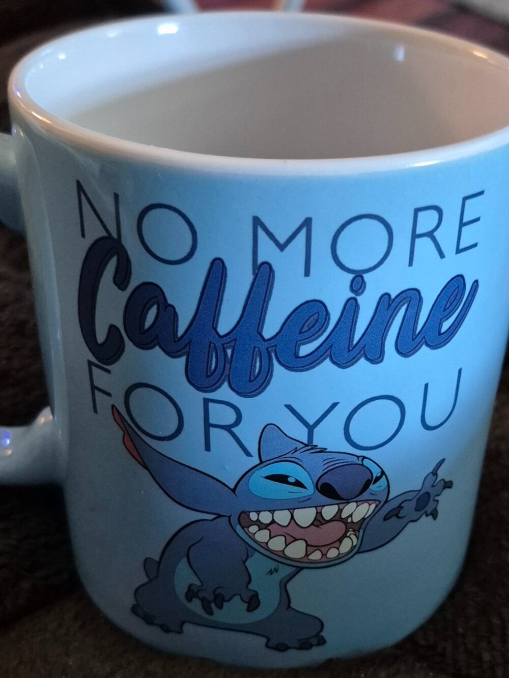 Disney Lilo & Stitch Ceramic Coffee Mug Cup 20 oz "No More Caffeine For You" NEW